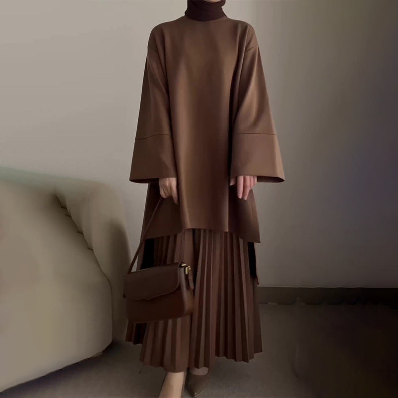 Ophelie | Dames Plissé Set met Klokmouwen