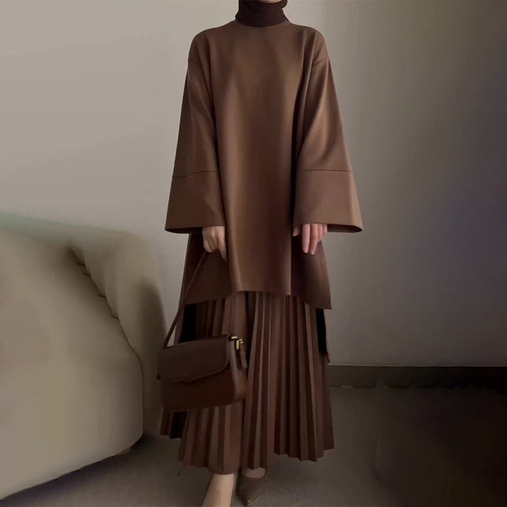 Ophelie | Dames Plissé Set met Klokmouwen