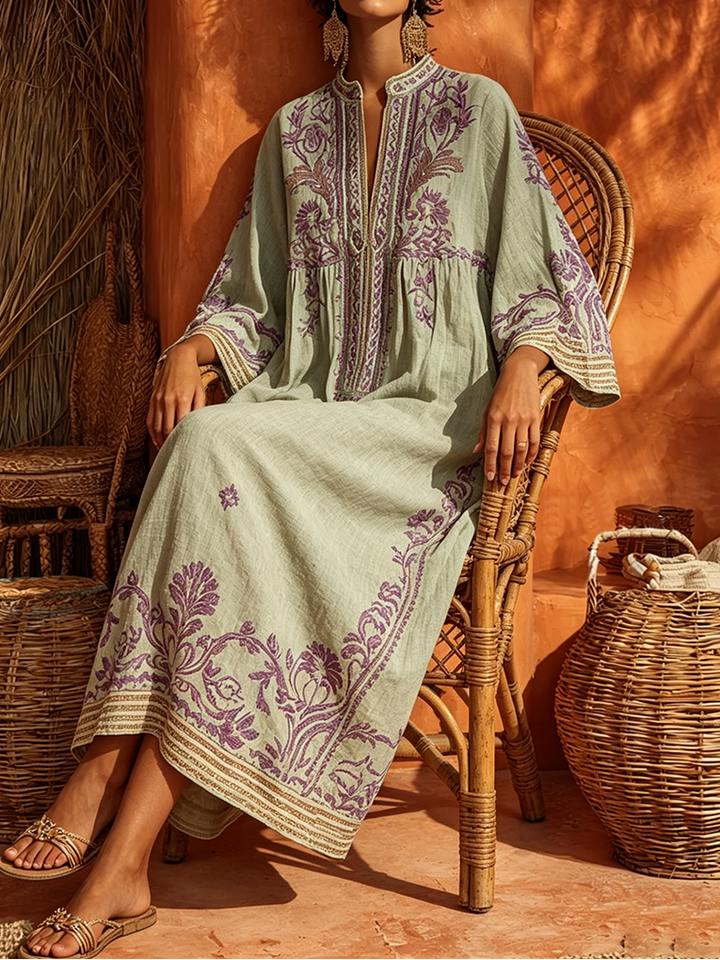Elena Geborduurde Maxi Jurk