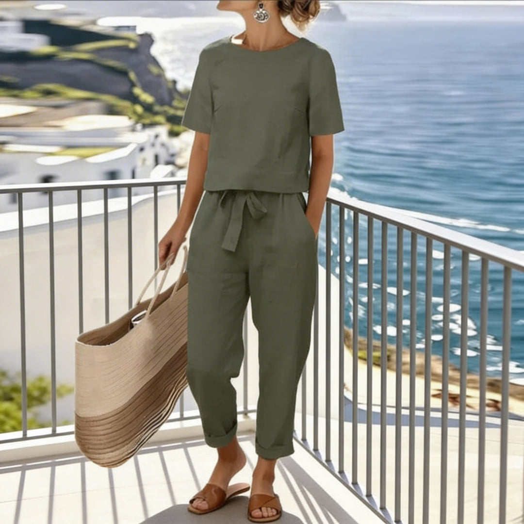 Rosy | Dames Set met Wikkel-top en Getailleerde Broek