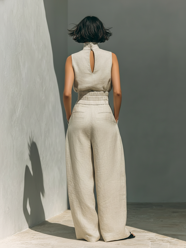 Tina | Dames Minimalistische Set met Wijde Broek