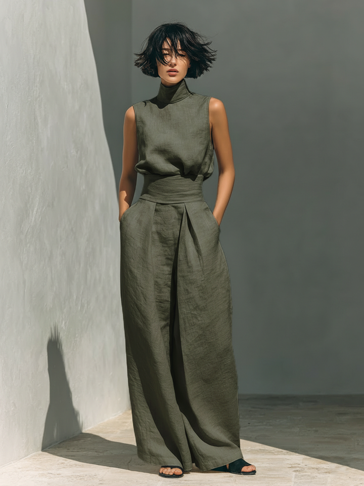 Tina | Dames Minimalistische Set met Wijde Broek