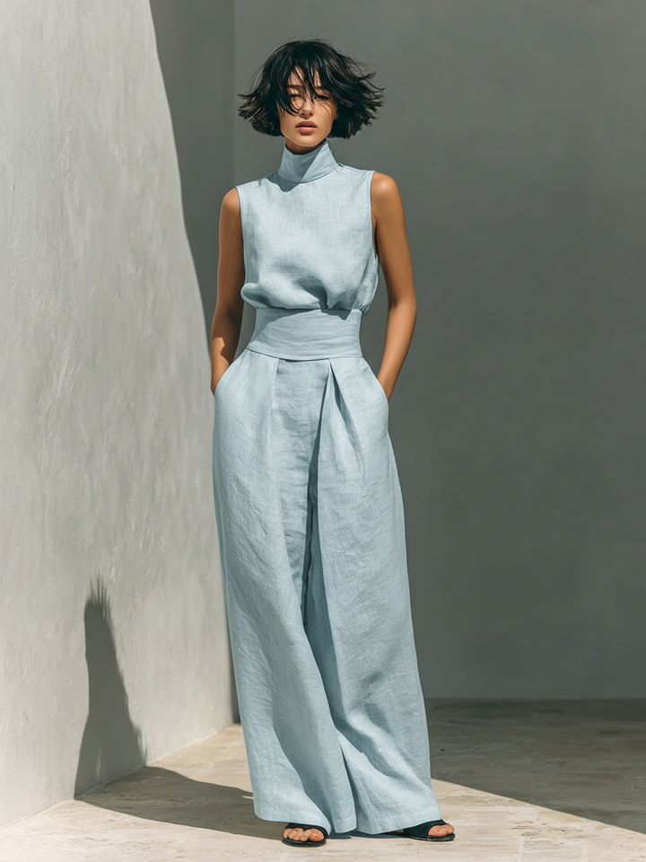 Tina | Dames Minimalistische Set met Wijde Broek