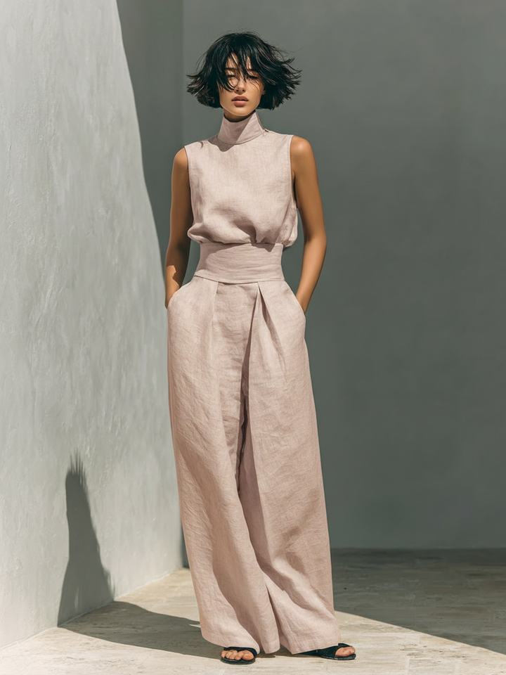 Tina | Dames Minimalistische Set met Wijde Broek