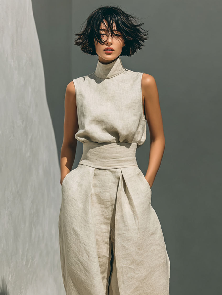 Tina | Dames Minimalistische Set met Wijde Broek