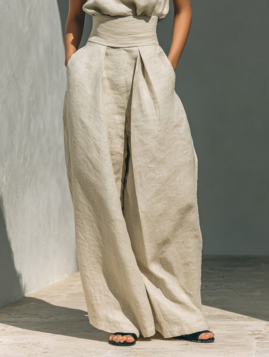 Tina | Dames Minimalistische Set met Wijde Broek