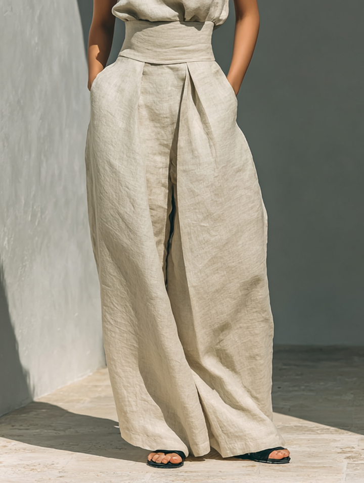 Tina | Dames Minimalistische Set met Wijde Broek