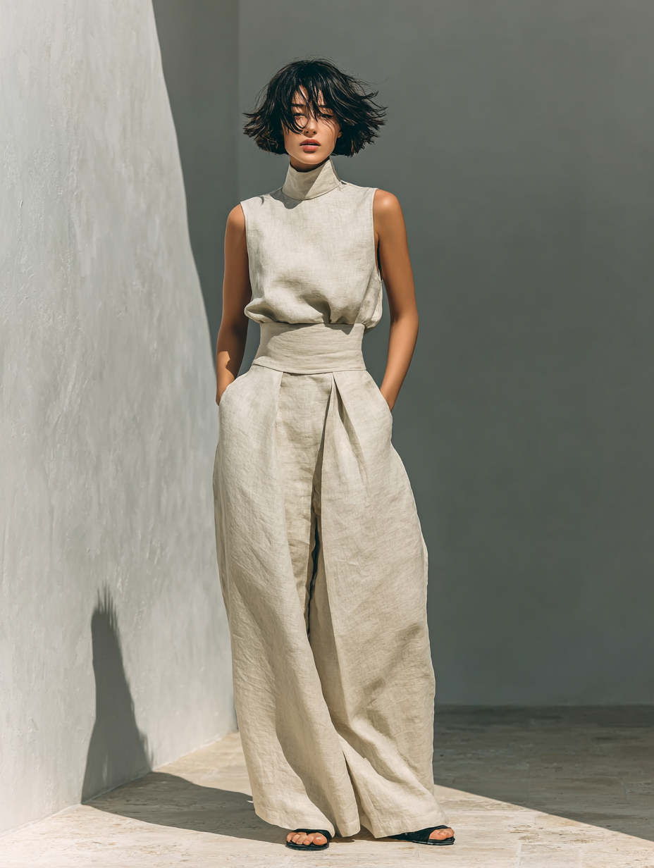Tina | Dames Minimalistische Set met Wijde Broek