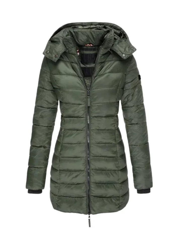 Ytje | Lange Getailleerde Winterjas met Knoopsluiting voor Dames