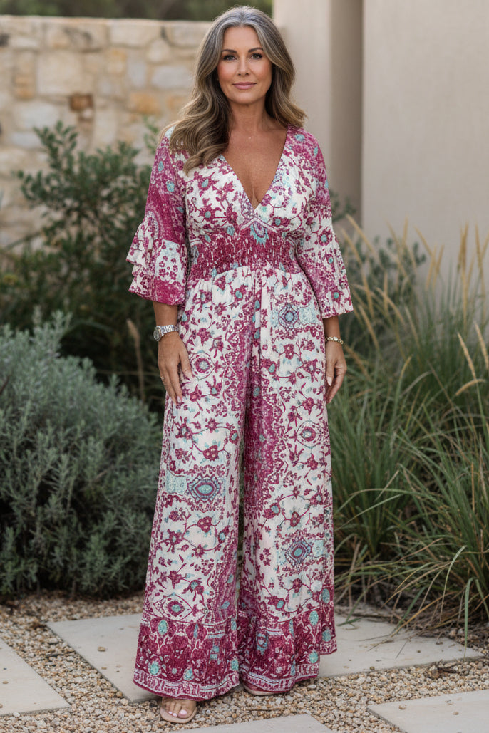 Zaira | Dames Mouwloze Jumpsuit met Levendige Print
